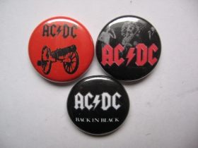 AC/DC, odznak 25mm cena za 1ks (počet kusov a konkrétny model napíšte v objednávke do rubriky KOMENTÁR)